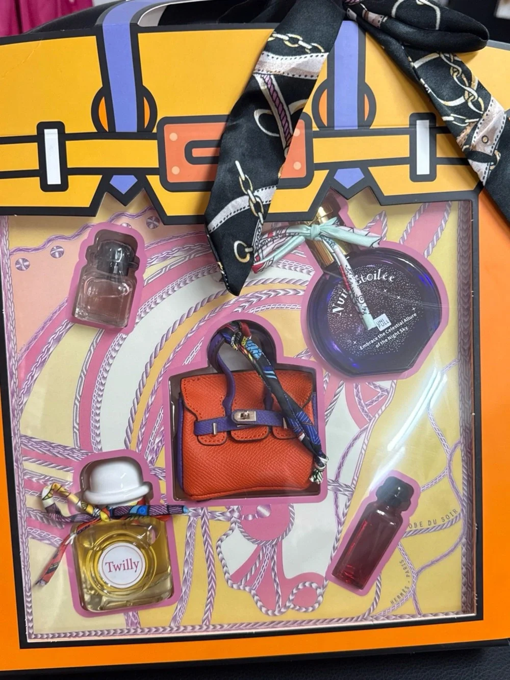 Orange Twilly-Handle Mini Bag Charm and Fragrance Gift Set